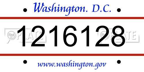 1216128 District Of Columbia License Plate