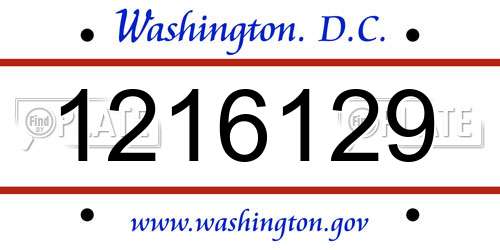 1216129 District Of Columbia License Plate