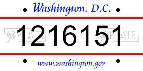 1216151 District Of Columbia License Plate