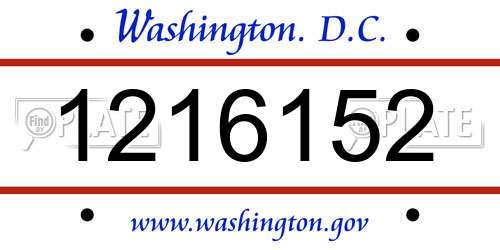 1216152 District Of Columbia License Plate