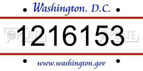 1216153 District Of Columbia License Plate