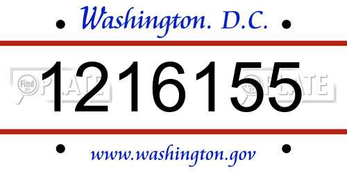 1216155 District Of Columbia License Plate