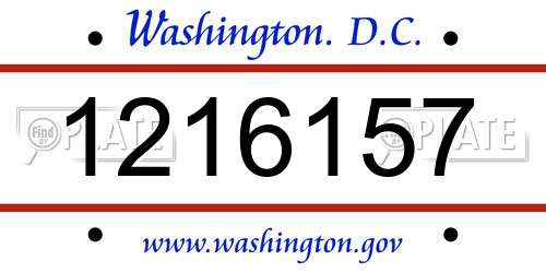 1216157 District Of Columbia License Plate