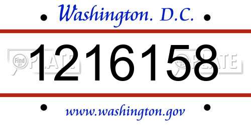 1216158 District Of Columbia License Plate