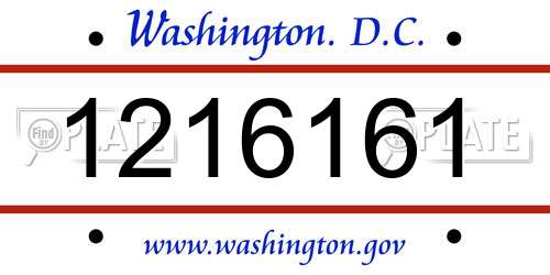 1216161 District Of Columbia License Plate
