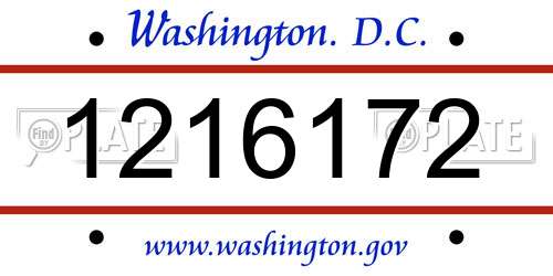 1216172 District Of Columbia License Plate