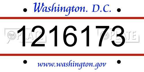 1216173 District Of Columbia License Plate