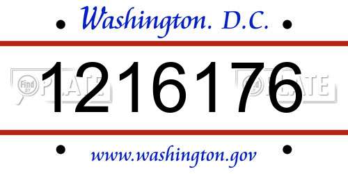 1216176 District Of Columbia License Plate