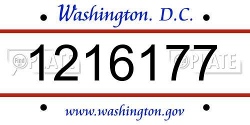 1216177 District Of Columbia License Plate