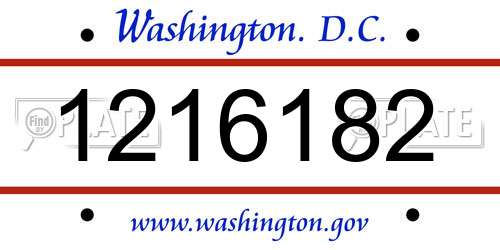 1216182 District Of Columbia License Plate
