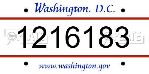 1216183 District Of Columbia License Plate