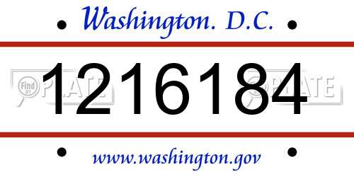 1216184 District Of Columbia License Plate