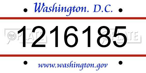 1216185 District Of Columbia License Plate