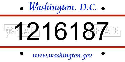 1216187 District Of Columbia License Plate
