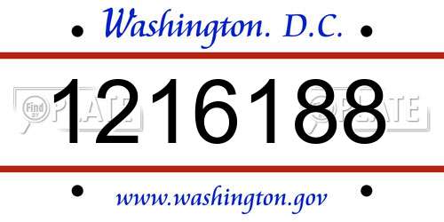 1216188 District Of Columbia License Plate