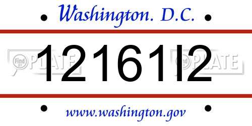 12161I2 District Of Columbia License Plate