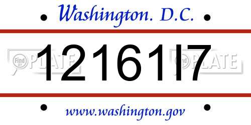 12161I7 District Of Columbia License Plate