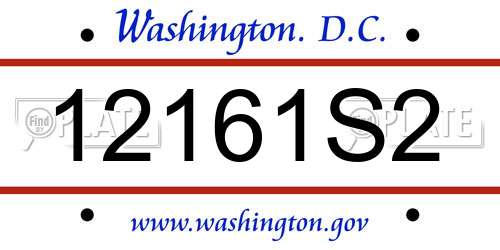 12161S2 District Of Columbia License Plate