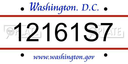 12161S7 District Of Columbia License Plate