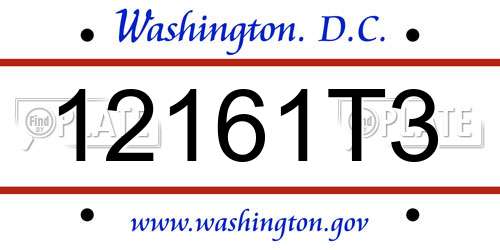 12161T3 District Of Columbia License Plate