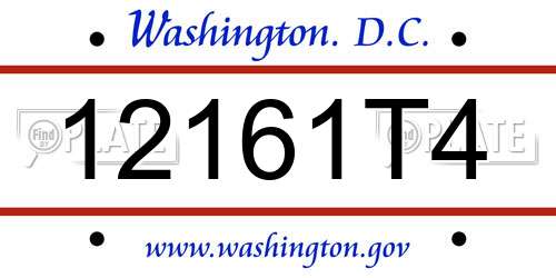 12161T4 District Of Columbia License Plate
