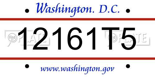 12161T5 District Of Columbia License Plate