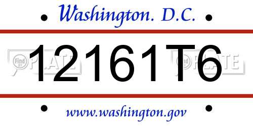 12161T6 District Of Columbia License Plate