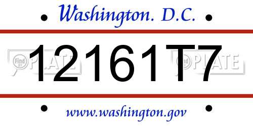 12161T7 District Of Columbia License Plate