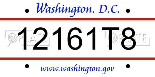 12161T8 District Of Columbia License Plate