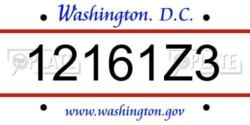 12161Z3 District Of Columbia License Plate