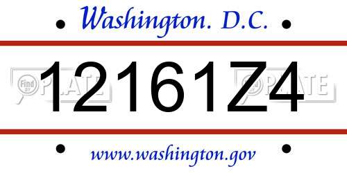 12161Z4 District Of Columbia License Plate