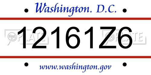 12161Z6 District Of Columbia License Plate
