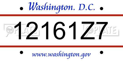 12161Z7 District Of Columbia License Plate