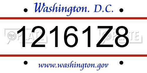 12161Z8 District Of Columbia License Plate