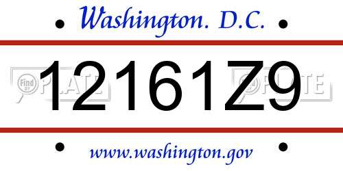 12161Z9 District Of Columbia License Plate