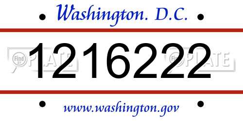 1216222 District Of Columbia License Plate