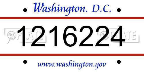 1216224 District Of Columbia License Plate