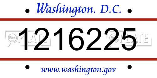 1216225 District Of Columbia License Plate