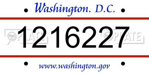 1216227 District Of Columbia License Plate