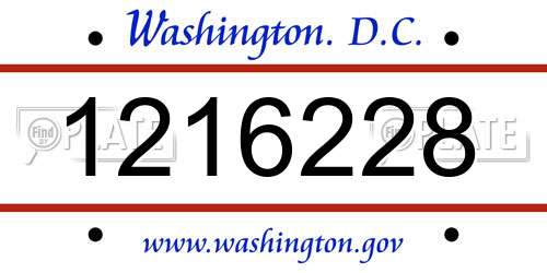 1216228 District Of Columbia License Plate