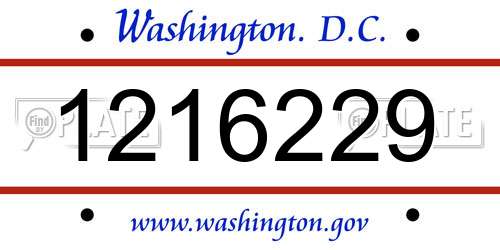 1216229 District Of Columbia License Plate