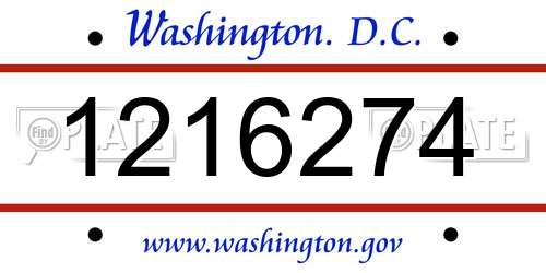 1216274 District Of Columbia License Plate