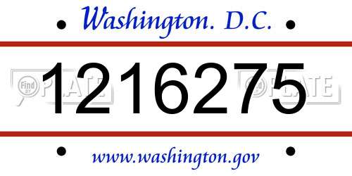 1216275 District Of Columbia License Plate