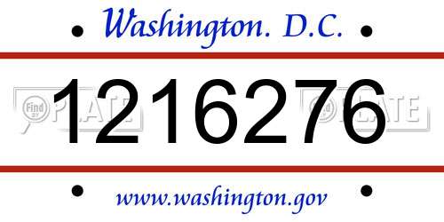 1216276 District Of Columbia License Plate