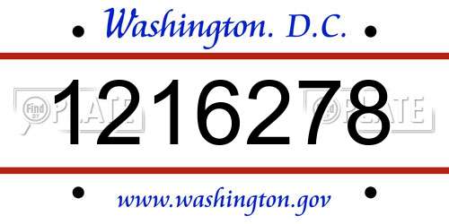 1216278 District Of Columbia License Plate