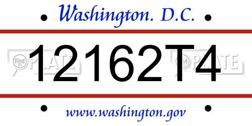 12162T4 District Of Columbia License Plate