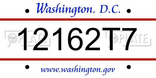 12162T7 District Of Columbia License Plate