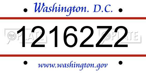 12162Z2 District Of Columbia License Plate