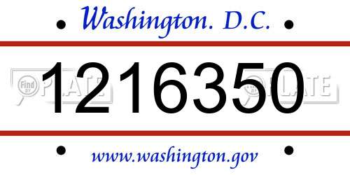1216350 District Of Columbia License Plate