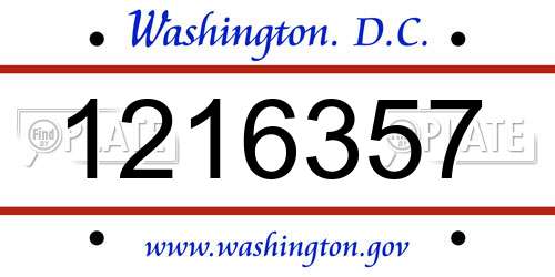 1216357 District Of Columbia License Plate